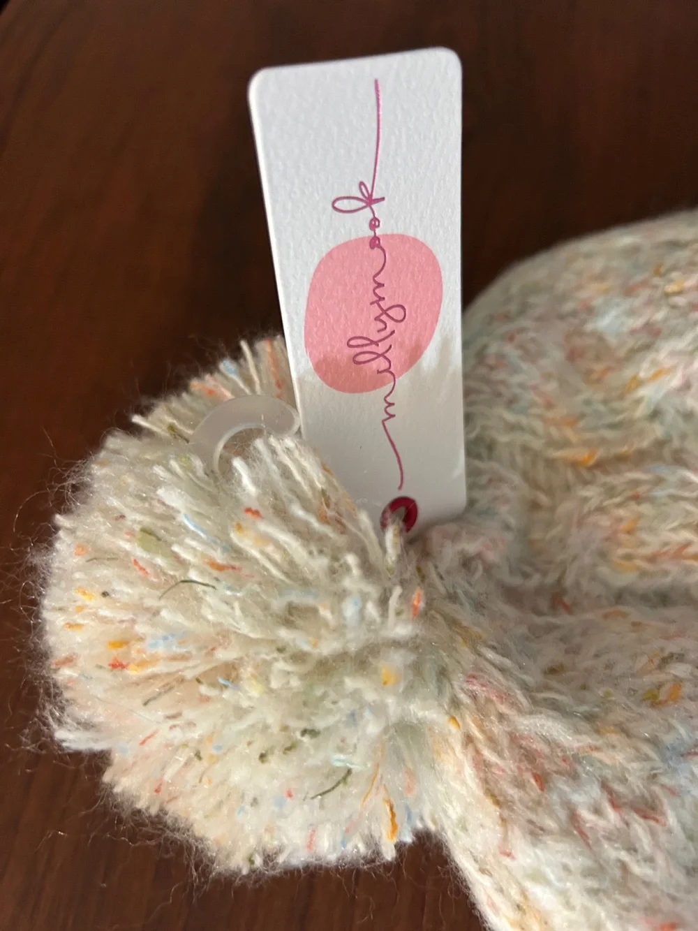 NWT Milly Mook Kids Multi-Tone Speckle Cable Knit Pom Earflap Beanie Hat Pastel